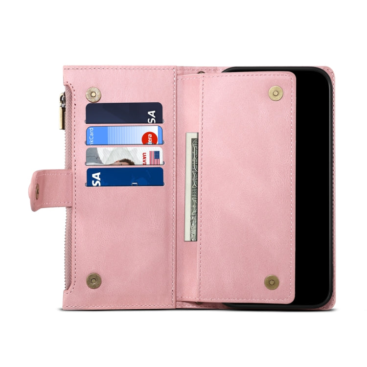 For iPhone 15 ESEBLE Retro Frosted RFID Flip Leather Phone Case(Rose Gold) - free shipping - PMC Jewellery - Order now!