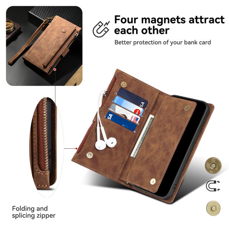 For iPhone 16e ESEBLE Retro Frosted RFID Flip Leather Phone Case(Brown) - free shipping - PMC TechLife - Order now!