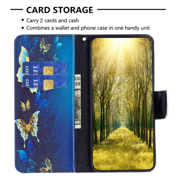 For Samsung Galaxy A25 5G Colored Drawing Pattern Leather Phone Case(Gold Butterfly) - Galaxy Phone Cases by PMC TechLife | Online Shopping South Africa | PMC TechLife