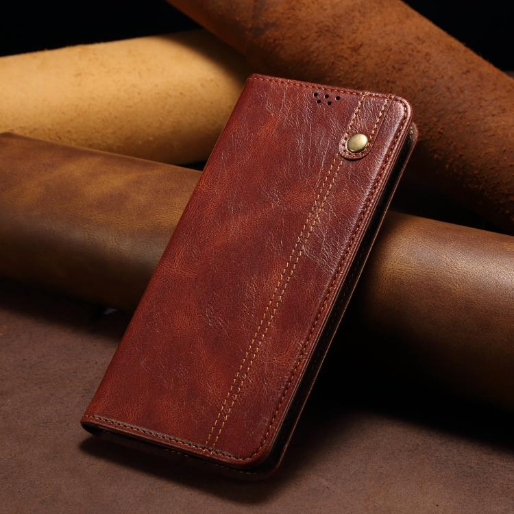 For iPhone 16e Oil Wax Crazy Horse Texture Leather Phone Case(Brown) - iPhone 16e Cases by PMC TechLife | Online Shopping South Africa | PMC TechLife | Buy Now Pay Later Mobicred