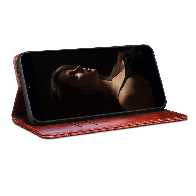 For iPhone 16e Oil Wax Crazy Horse Texture Leather Phone Case(Brown) - iPhone 16e Cases by PMC TechLife | Online Shopping South Africa | PMC TechLife | Buy Now Pay Later Mobicred