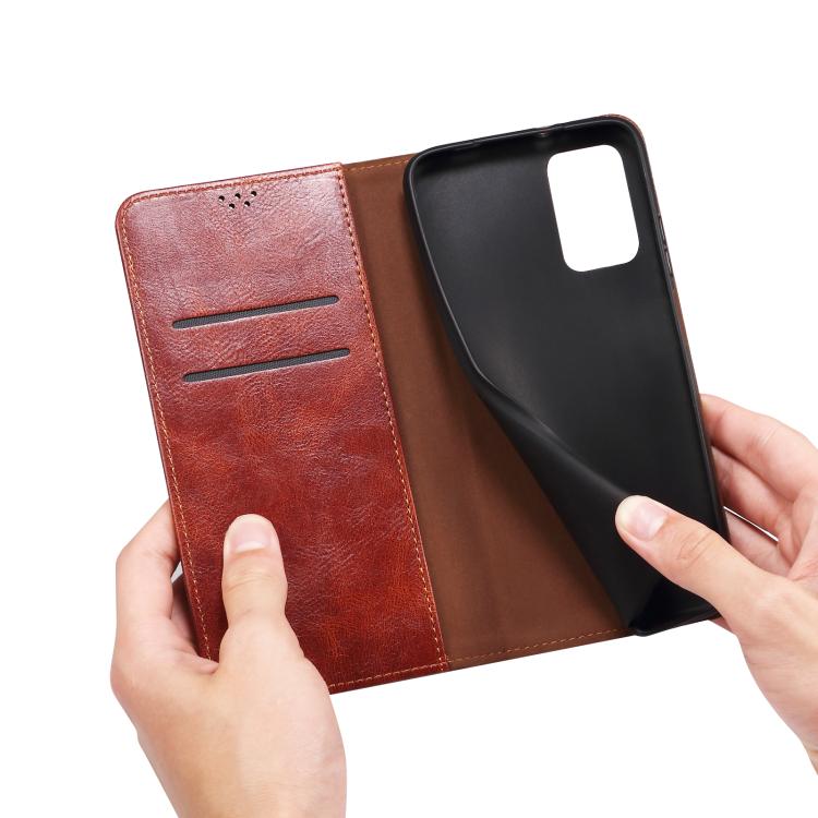 For iPhone 16e Oil Wax Crazy Horse Texture Leather Phone Case(Brown) - iPhone 16e Cases by PMC TechLife | Online Shopping South Africa | PMC TechLife | Buy Now Pay Later Mobicred