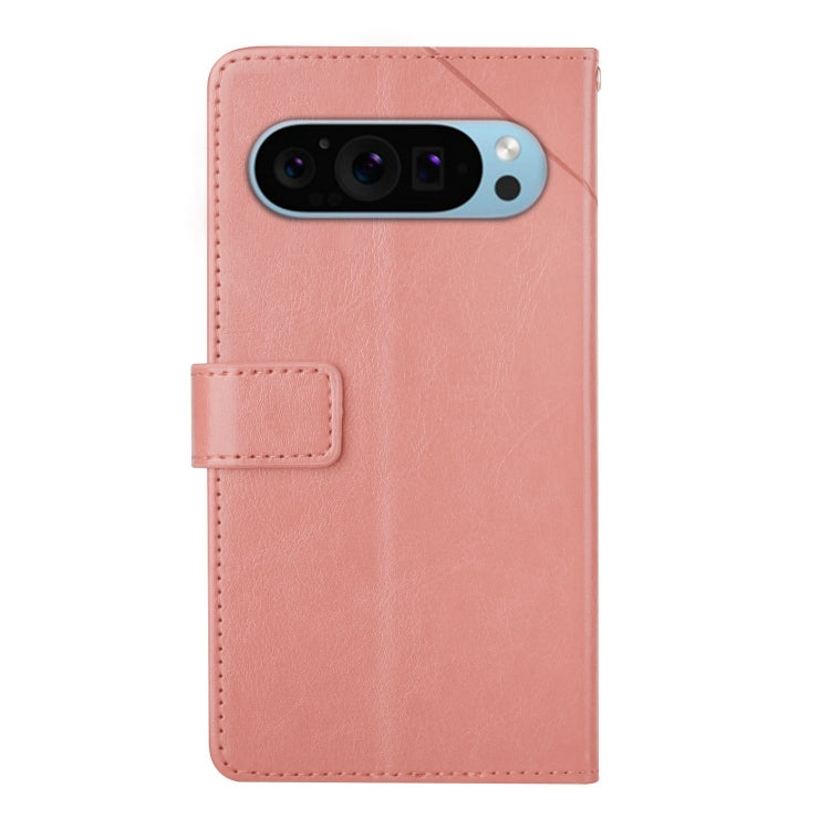 For Google Pixel 9 Y-shaped Pattern Flip Leather Phone Case(Pink) - Google Cases by PMC Jewellery | Online Shopping South Africa | PMC Jewellery | Buy Now Pay Later Mobicred