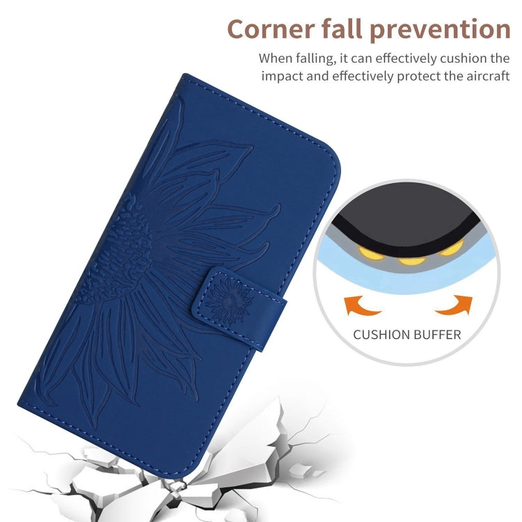 For Google Pixel 9 Skin Feel Sun Flower Embossed Flip Leather Phone Case with Lanyard(Dark Blue) - Google Cases by PMC Jewellery | Online Shopping South Africa | PMC Jewellery | Buy Now Pay Later Mobicred