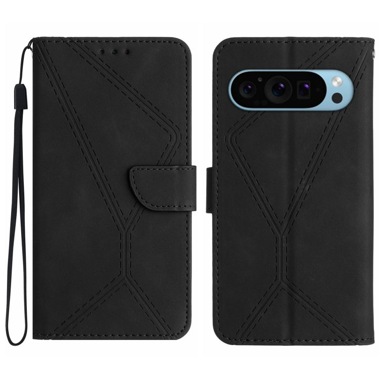 For Google Pixel 9 Pro Stitching Embossed Leather Phone Case(Black) - Google Cases by PMC TechLife | Online Shopping South Africa | PMC TechLife | Buy Now Pay Later Mobicred