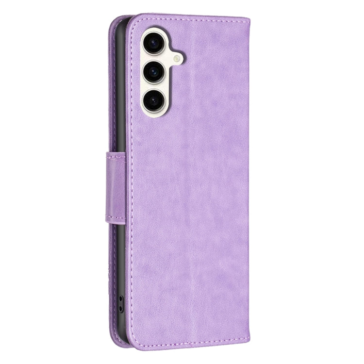 For Samsung Galaxy S23 FE 5G Embossing Two Butterflies Pattern Leather Phone Case(Purple) - Galaxy S23 FE 5G Cases by PMC Jewellery | Online Shopping South Africa | PMC Jewellery