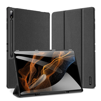 For Samsung Galaxy Tab S9 Ultra/S8 Ultra DUX DUCIS Domo Series Cloth Texture Magnetic Leather Tablet Case(Black) - Galaxy Tab S9 Ultra Cases by DUX DUCIS | Online Shopping South Africa | PMC Jewellery | Buy Now Pay Later Mobicred