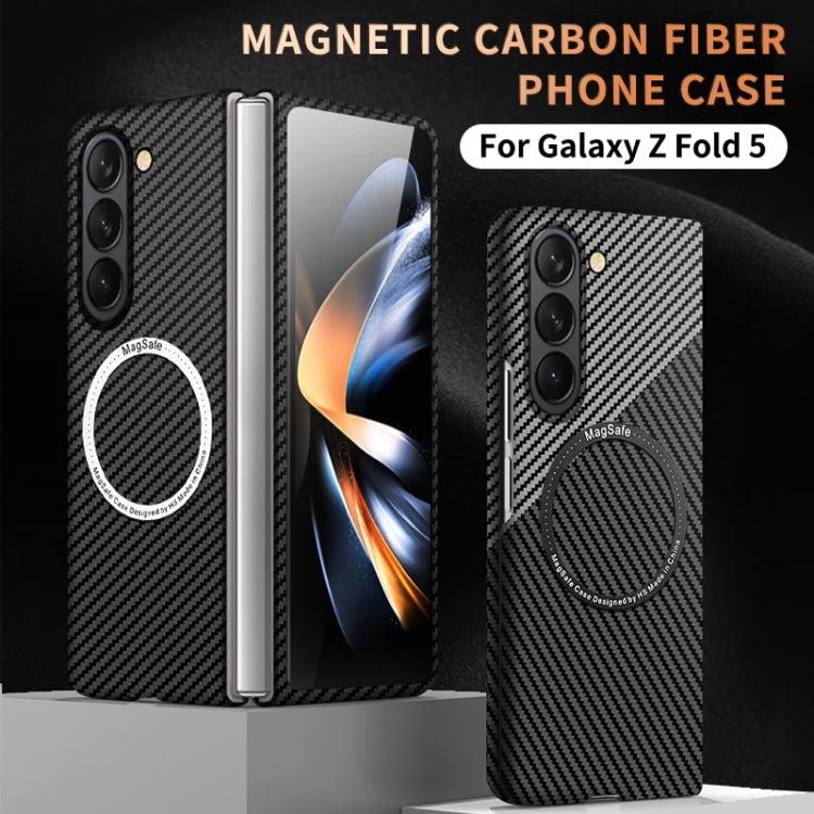 For Samsung Galaxy Z Fold5 Carbon Fiber Texture MagSafe Magnetic Phone Case(Black Silver) - Galaxy Z Fold5 Cases by PMC TechLife | Online Shopping South Africa | PMC TechLife