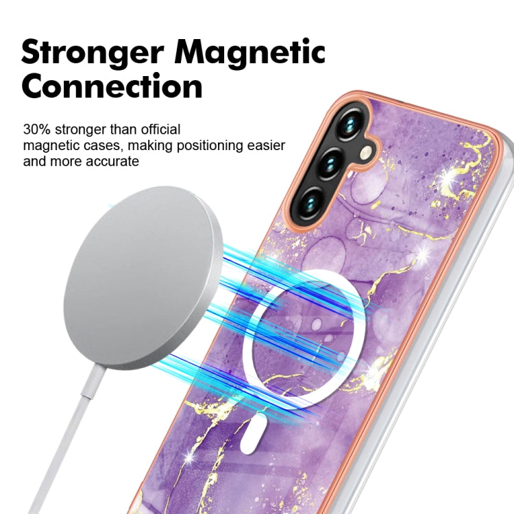 For Samsung Galaxy A54 5G Marble Pattern Dual-side IMD Magsafe TPU Phone Case(Purple 002) - Galaxy Phone Cases by PMC Jewellery | Online Shopping South Africa | PMC Jewellery