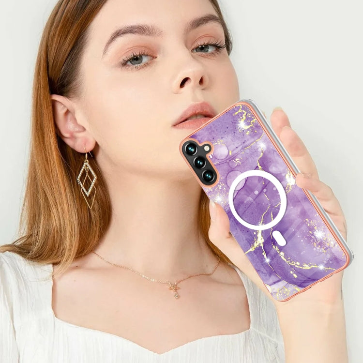 For Samsung Galaxy A54 5G Marble Pattern Dual-side IMD Magsafe TPU Phone Case(Purple 002) - Galaxy Phone Cases by PMC Jewellery | Online Shopping South Africa | PMC Jewellery