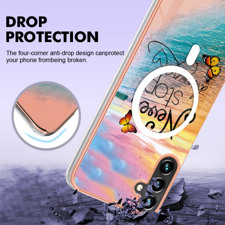 For Samsung Galaxy A54 5G Marble Pattern Dual-side IMD Magsafe TPU Phone Case(Dream Butterfly) - Galaxy Phone Cases by PMC TechLife | Online Shopping South Africa | PMC TechLife