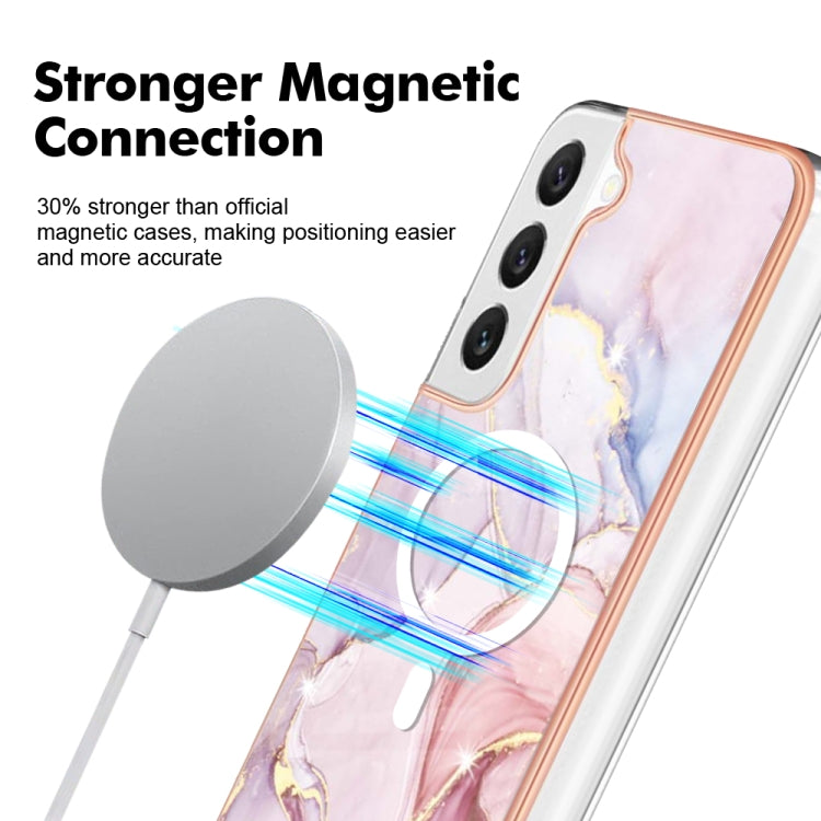 For Samsung Galaxy S22 5G Marble Pattern Dual-side IMD Magsafe TPU Phone Case(Rose Gold 005) - Galaxy S22 5G Cases by PMC TechLife | Online Shopping South Africa | PMC TechLife