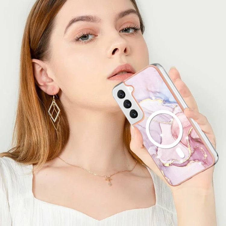 For Samsung Galaxy S22 5G Marble Pattern Dual-side IMD Magsafe TPU Phone Case(Rose Gold 005) - Galaxy S22 5G Cases by PMC TechLife | Online Shopping South Africa | PMC TechLife