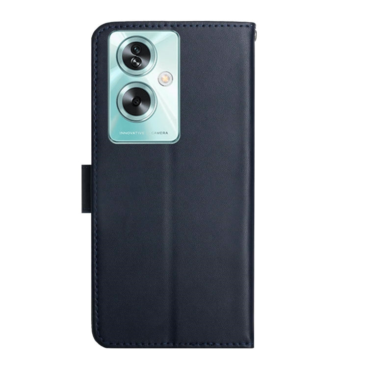 For OPPO Reno11 F 5G/F25 Pro 5G HT02 Genuine Leather Fingerprint-proof Flip Phone Case(Blue) - Reno11 F Cases by PMC Jewellery | Online Shopping South Africa | PMC Jewellery | Buy Now Pay Later Mobicred