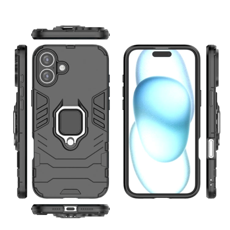 For iPhone 16 Plus Shockproof PC + TPU Holder Phone Case(Black) - iPhone 16 Plus Cases by PMC TechLife | Online Shopping South Africa | PMC TechLife | Buy Now Pay Later Mobicred