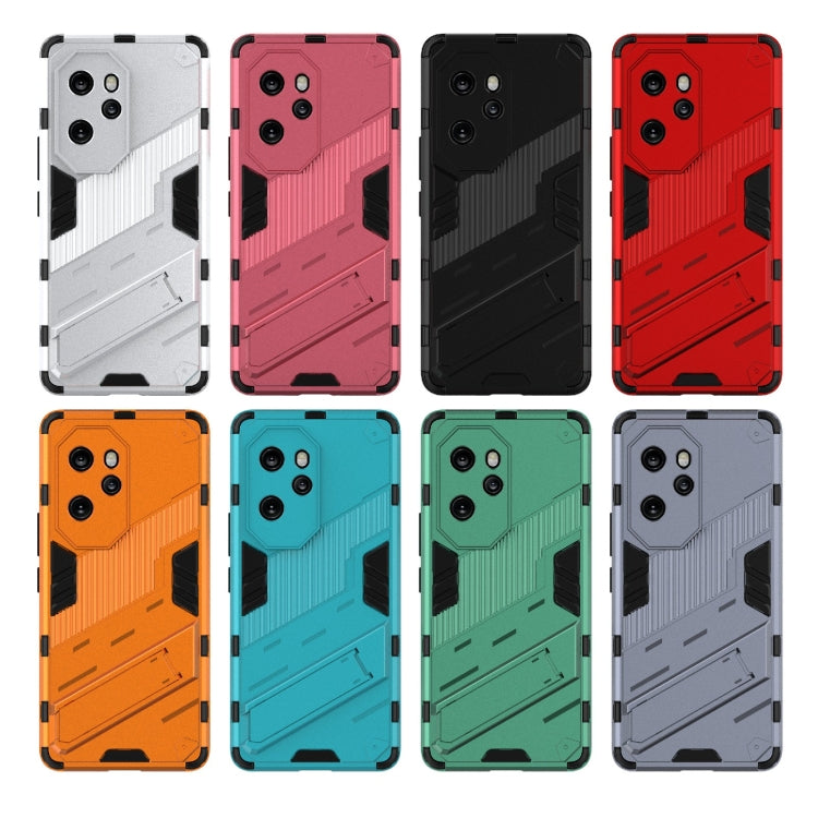For Honor 100 Pro 5G Punk Armor 2 in 1 PC + TPU Phone Case with Holder(Light Red) - Honor Cases by PMC TechLife | Online Shopping South Africa | PMC TechLife | Buy Now Pay Later Mobicred