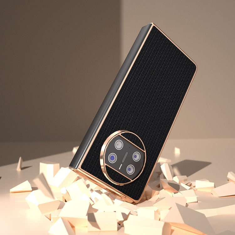 For Huawei Mate X3 Genuine Leather Luxury Series Nano Plating Phone Case(Black) - Huawei Cases by PMC TechLife | Online Shopping South Africa | PMC TechLife | Buy Now Pay Later Mobicred