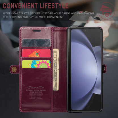 For Samsung Galaxy Z Fold5 CaseMe-003 PU + PC Business Style Crazy Horse Texture Leather Phone Case(Mulberry Red) - Galaxy Z Fold5 Cases by CaseMe | Online Shopping South Africa | PMC Jewellery | Buy Now Pay Later Mobicred