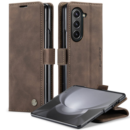 For Samsung Galaxy Z Fold5 CaseMe-013 Multifunctional Retro Frosted Leather Phone Case(Coffee) - Galaxy Z Fold5 Cases by CaseMe | Online Shopping South Africa | PMC Jewellery | Buy Now Pay Later Mobicred