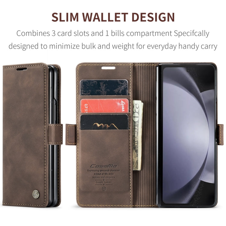 For Samsung Galaxy Z Fold5 CaseMe-013 Multifunctional Retro Frosted Leather Phone Case(Coffee) - Galaxy Z Fold5 Cases by CaseMe | Online Shopping South Africa | PMC Jewellery | Buy Now Pay Later Mobicred