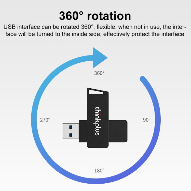 Lenovo Thinkplus USB 3.0 Rotating Flash Drive, Memory:64GB(Black) - USB Flash Drives by Lenovo | Online Shopping South Africa | PMC Jewellery | Buy Now Pay Later Mobicred