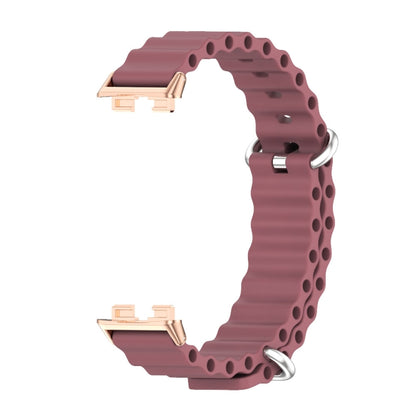 For Huawei Band 8 Mijobs Marine Silicone Breathable Watch Band(Wine Red+Rose Gold) - Watch Bands by MIJOBS | Online Shopping South Africa | PMC Jewellery