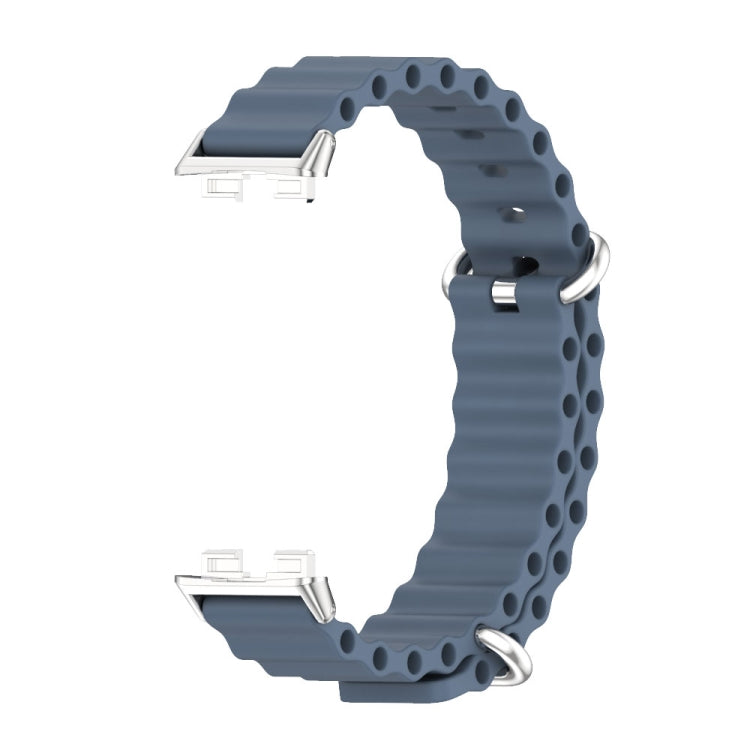 For Huawei Band 8 Mijobs Marine Silicone Breathable Watch Band(Space Blue+Silver) - Watch Bands by MIJOBS | Online Shopping South Africa | PMC Jewellery