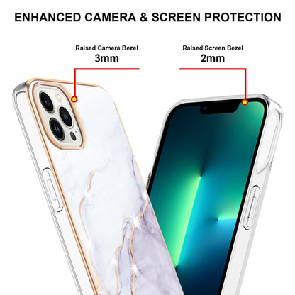 Electroplating Marble Pattern Dual-side IMD TPU Shockproof Phone Case For iPhone 16 Pro(White 006) - iPhone 16 Pro Cases by PMC Jewellery | Online Shopping South Africa | PMC Jewellery | Buy Now Pay Later Mobicred