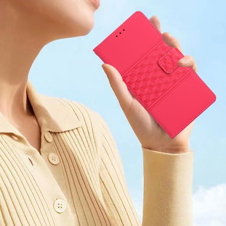 For iPhone 16 Diamond Embossed Skin Feel Leather Phone Case(Red) - iPhone 16 Cases by PMC TechLife | Online Shopping South Africa | PMC TechLife | Buy Now Pay Later Mobicred