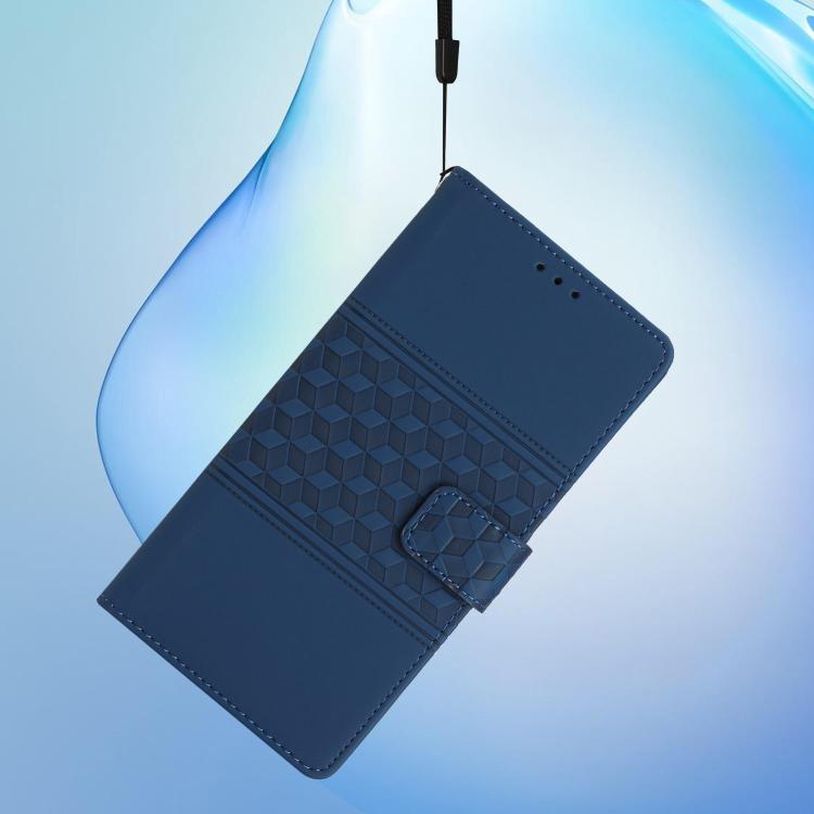 For iPhone 16e Diamond Embossed Skin Feel Leather Phone Case(Dark Blue) - iPhone 16e Cases by PMC TechLife | Online Shopping South Africa | PMC TechLife | Buy Now Pay Later Mobicred