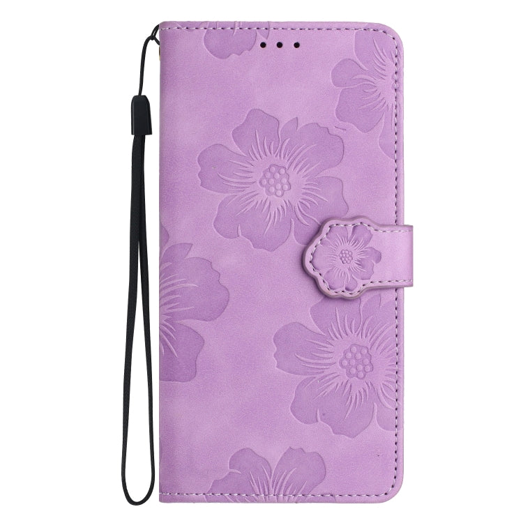 For iPhone 16 Flower Embossing Pattern Leather Phone Case(Purple) - iPhone 16 Cases by PMC Jewellery | Online Shopping South Africa | PMC Jewellery | Buy Now Pay Later Mobicred