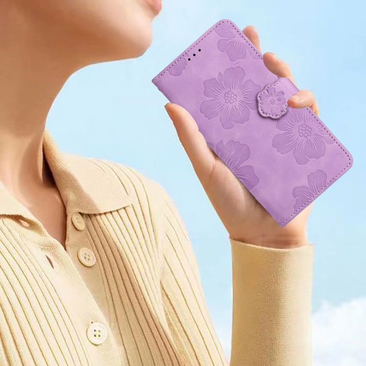 For iPhone 16 Flower Embossing Pattern Leather Phone Case(Purple) - iPhone 16 Cases by PMC Jewellery | Online Shopping South Africa | PMC Jewellery | Buy Now Pay Later Mobicred