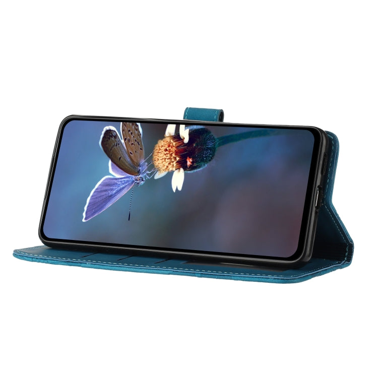 For iPhone 16 Plus Flower Embossing Pattern Leather Phone Case(Blue) - iPhone 16 Plus Cases by PMC TechLife | Online Shopping South Africa | PMC TechLife | Buy Now Pay Later Mobicred