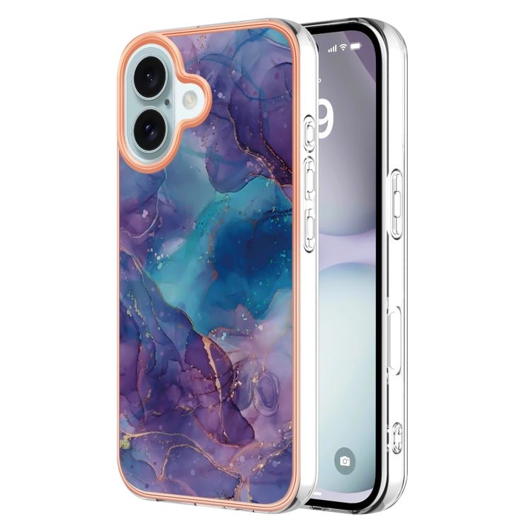 For iPhone 16 Plus Electroplating Marble Dual-side IMD Phone Case(Purple 016) - iPhone 16 Plus Cases by PMC Jewellery | Online Shopping South Africa | PMC Jewellery | Buy Now Pay Later Mobicred