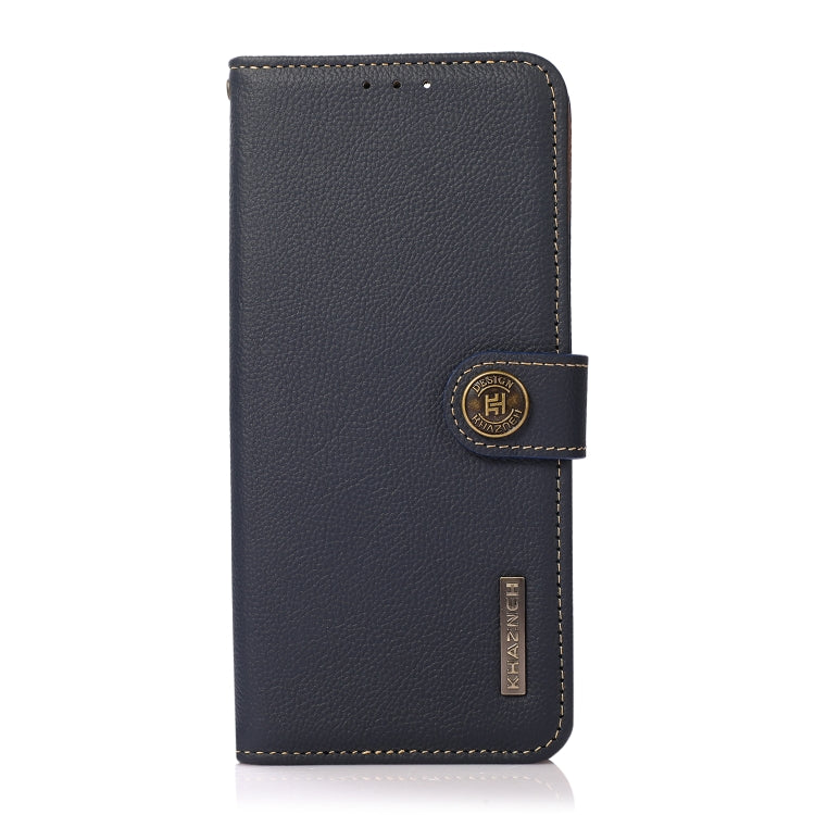 For OnePlus 12 KHAZNEH Custer Genuine Leather RFID Phone Case(Blue) - OnePlus Cases by PMC TechLife | Online Shopping South Africa | PMC TechLife | Buy Now Pay Later Mobicred