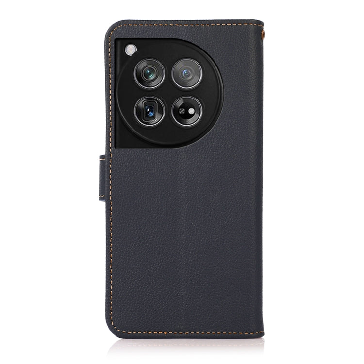 For OnePlus 12 KHAZNEH Custer Genuine Leather RFID Phone Case(Blue) - OnePlus Cases by PMC TechLife | Online Shopping South Africa | PMC TechLife | Buy Now Pay Later Mobicred