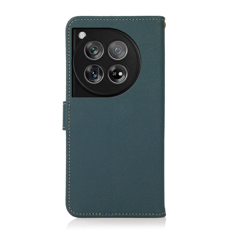 For OnePlus 12 KHAZNEH Custer Genuine Leather RFID Phone Case(Green) - OnePlus Cases by PMC TechLife | Online Shopping South Africa | PMC TechLife | Buy Now Pay Later Mobicred