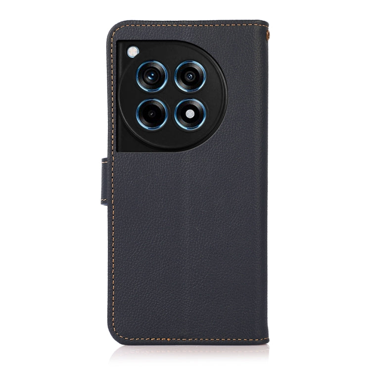 For OnePlus 12R KHAZNEH Custer Genuine Leather RFID Phone Case(Blue) - OnePlus Cases by PMC TechLife | Online Shopping South Africa | PMC TechLife | Buy Now Pay Later Mobicred