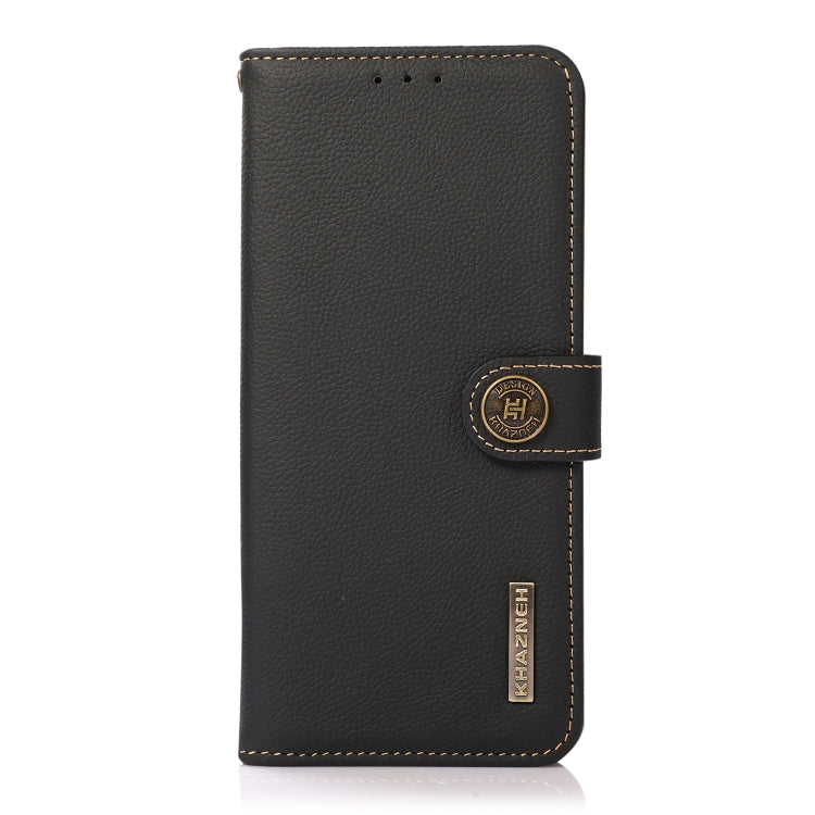 For OnePlus 13 KHAZNEH Custer Genuine Leather RFID Phone Case(Black) - OnePlus Cases by PMC TechLife | Online Shopping South Africa | PMC TechLife | Buy Now Pay Later Mobicred