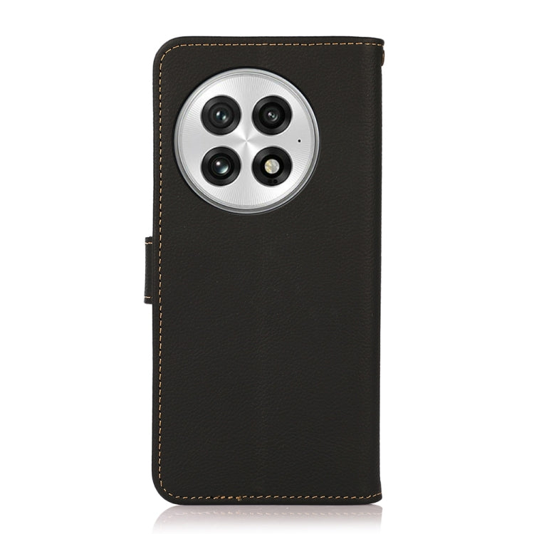 For OnePlus 13 KHAZNEH Custer Genuine Leather RFID Phone Case(Black) - OnePlus Cases by PMC TechLife | Online Shopping South Africa | PMC TechLife | Buy Now Pay Later Mobicred