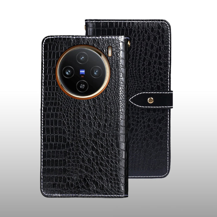For vivo X100 idewei Crocodile Texture Leather Phone Case(Black) - X100 Cases by idewei | Online Shopping South Africa | PMC Jewellery | Buy Now Pay Later Mobicred