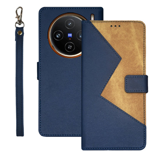 For vivo X100 idewei Two-color Splicing Leather Phone Case(Blue) - X100 Cases by idewei | Online Shopping South Africa | PMC Jewellery | Buy Now Pay Later Mobicred