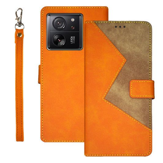 For Xiaomi 13T idewei Two-color Splicing Leather Phone Case(Orange) - Xiaomi Cases by idewei | Online Shopping South Africa | PMC Jewellery | Buy Now Pay Later Mobicred