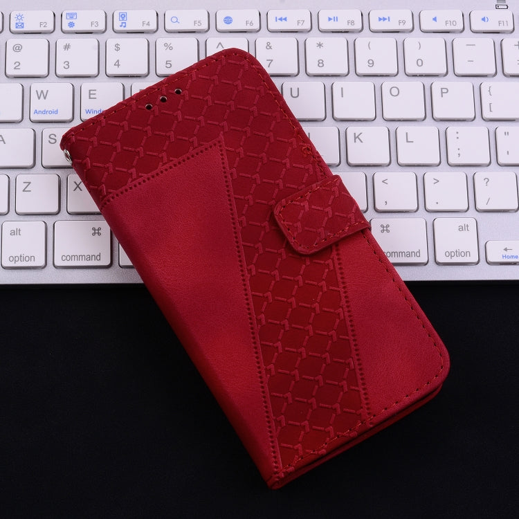 For iPhone 16 Seven-shaped Embossed Leather Phone Case(Red) - iPhone 16 Cases by PMC TechLife | Online Shopping South Africa | PMC TechLife | Buy Now Pay Later Mobicred
