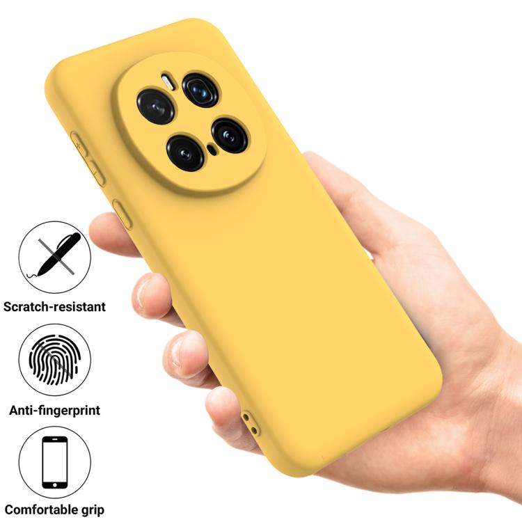 For Honor Magic7 Pro Solid Color Liquid Silicone Dropproof Full Coverage Phone Case(Yellow) - free shipping - PMC TechLife - Order now!