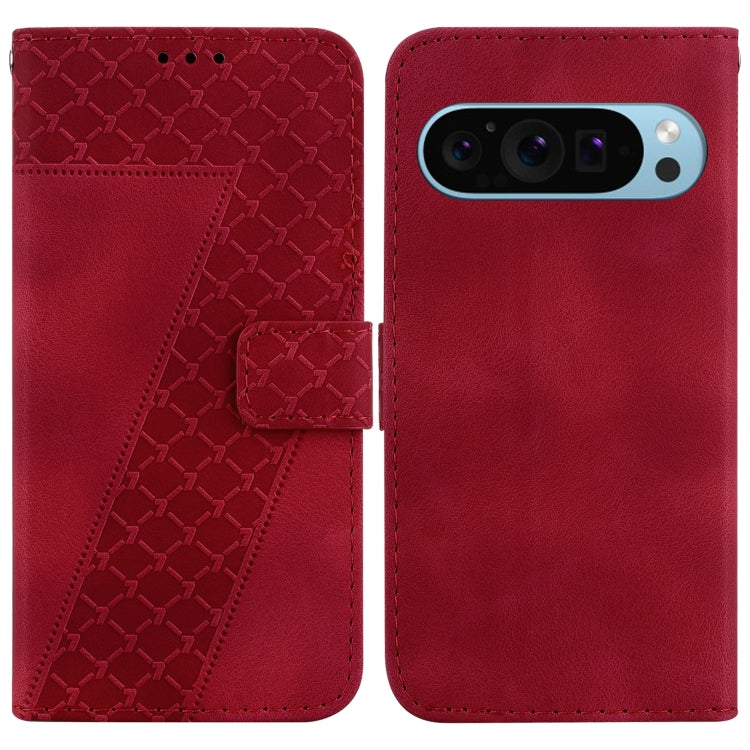 For Google Pixel 9 Pro 7-shaped Embossed Leather Phone Case(Red) - Google Cases by PMC Jewellery | Online Shopping South Africa | PMC Jewellery | Buy Now Pay Later Mobicred