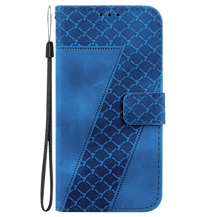 For Google Pixel 9 7-shaped Embossed Leather Phone Case(Blue) - Google Cases by PMC Jewellery | Online Shopping South Africa | PMC Jewellery | Buy Now Pay Later Mobicred