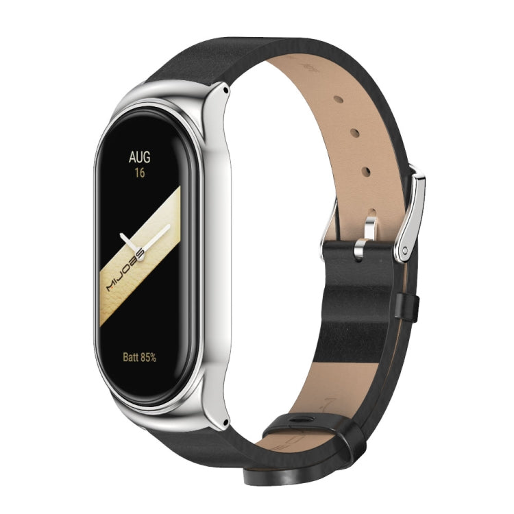 For Xiaomi Mi Band 8 Mijobs CS Case Microfiber PU Leather Watch Band(Black Silver) - free shipping - PMc TechLife - Order now!