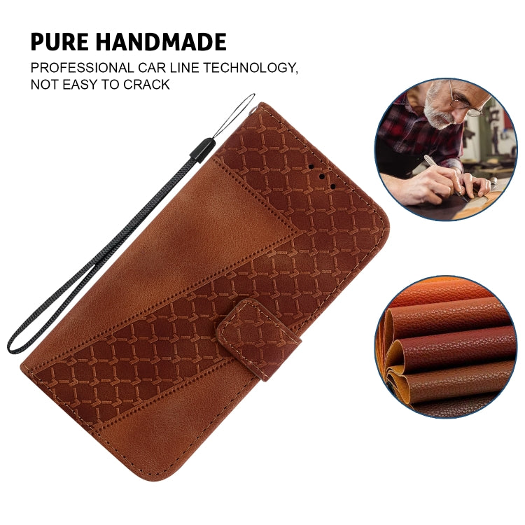 For Honor Magic6 Pro Seven-shaped Embossed Leather Phone Case(Brown) - Honor Cases by PMC Jewellery | Online Shopping South Africa | PMC Jewellery | Buy Now Pay Later Mobicred