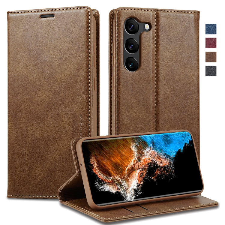 For Samsung Galaxy S24+ LC.IMEEKE RFID Anti-theft Leather Phone Case(Brown) - Galaxy S24+ 5G Cases by LC.IMEEKE | Online Shopping South Africa | PMC Jewellery | Buy Now Pay Later Mobicred